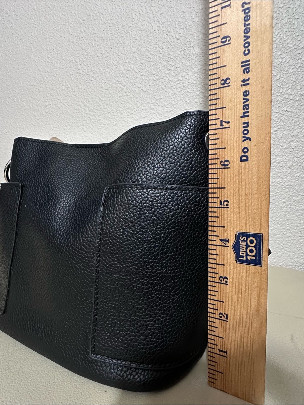 Steve Madden Black Pebbled Faux Leather Stud-Trim Bucket Bag - Picture 6 of 16